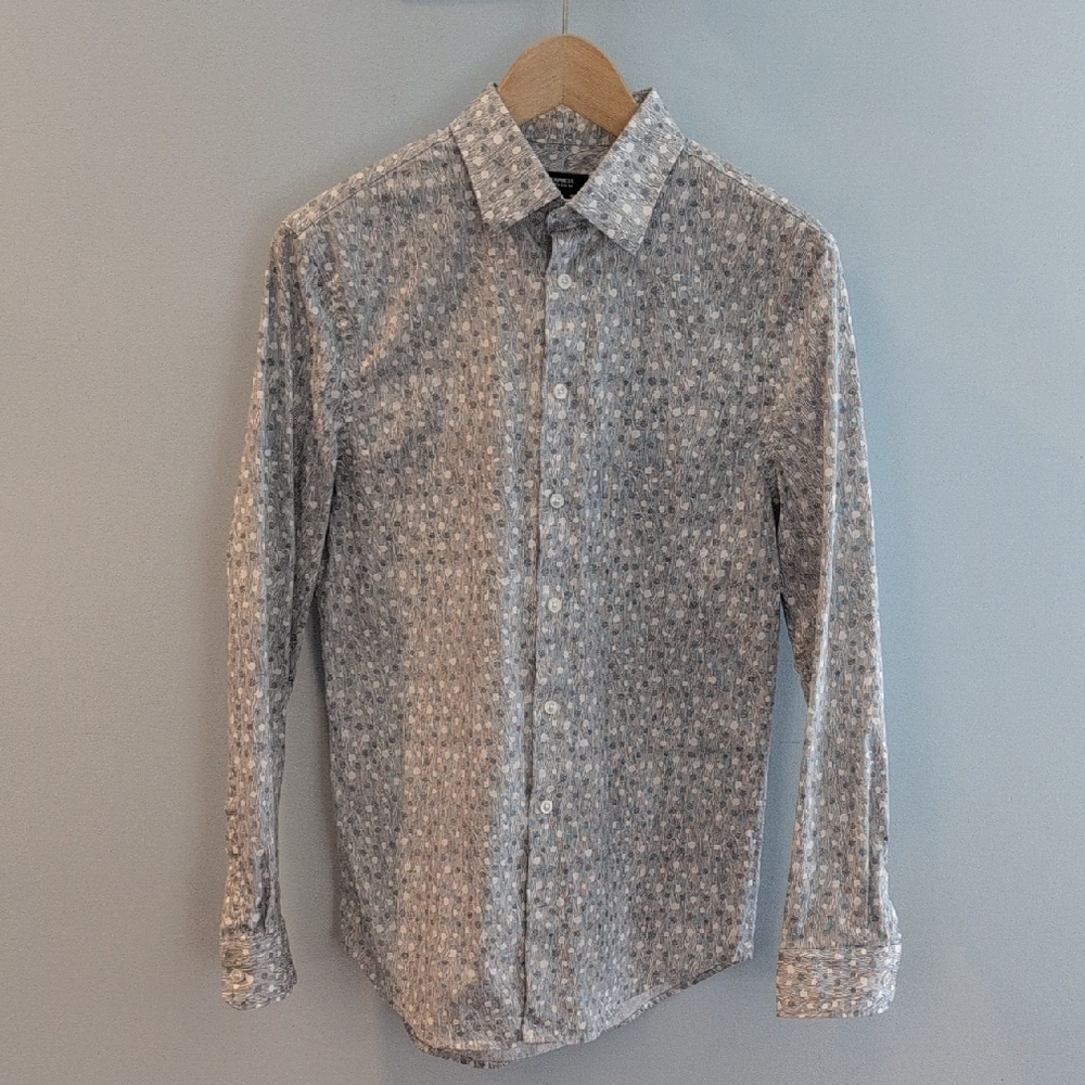 Express Men's Small Extra Slim Long Sleeve Button Down Shirt